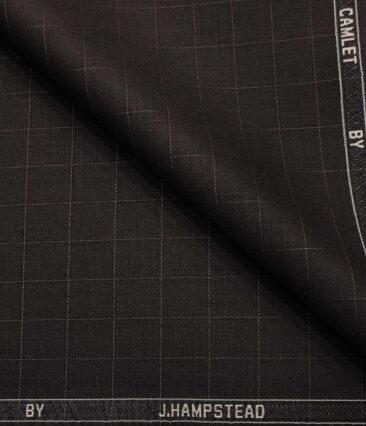 J.Hampstead Men's Terry Rayon Checks Unstitched Suiting Fabric (Dark Wine)