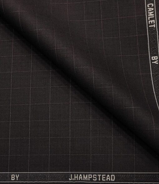 J.Hampstead Men's Terry Rayon Checks Unstitched Suiting Fabric (Dark Wine)