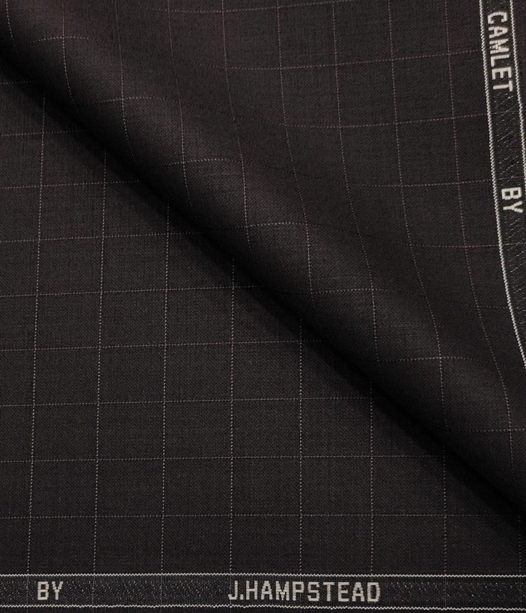J.Hampstead Men's Terry Rayon Checks Unstitched Suiting Fabric (Dark Wine)