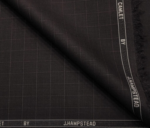 J.Hampstead Men's Terry Rayon Checks Unstitched Suiting Fabric (Dark Wine)