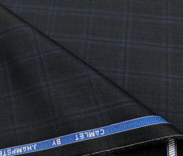 J.Hampstead Men's Terry Rayon Checks Unstitched Suiting Fabric (Black)
