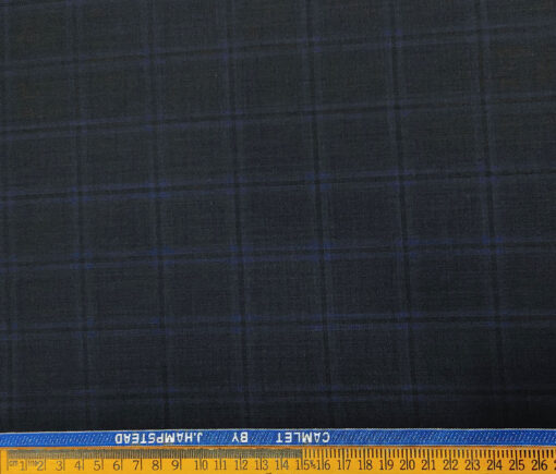 J.Hampstead Men's Terry Rayon Checks Unstitched Suiting Fabric (Black)