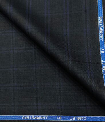 J.Hampstead Men's Terry Rayon Checks Unstitched Suiting Fabric (Black)