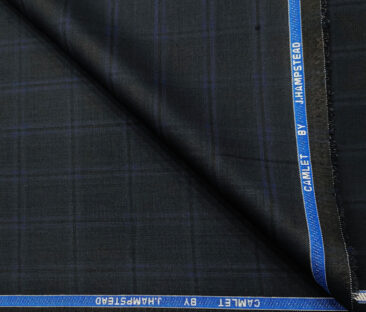 J.Hampstead Men's Terry Rayon Checks Unstitched Suiting Fabric (Black)