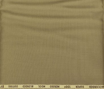 Cadini Italy Men's Wool Structured  Super 100's Unstitched Trouser or Modi Jacket Fabric (Khakhi