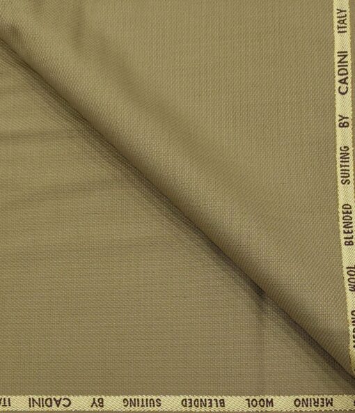 Cadini Italy Men's Wool Structured  Super 100's Unstitched Trouser or Modi Jacket Fabric (Khakhi