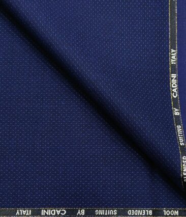 Cadini Italy Men's Wool Structured  Super 90's Unstitched Trouser or Modi Jacket Fabric (Dark Royal Blue