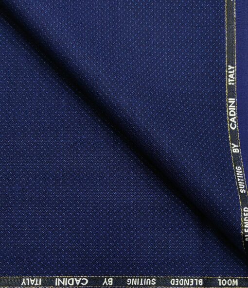 Cadini Italy Men's Wool Structured  Super 90's Unstitched Trouser or Modi Jacket Fabric (Dark Royal Blue