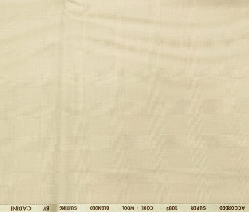 Cadini Italy Men's Wool Checks  Super 100's Unstitched Trouser or Modi Jacket Fabric (Cream