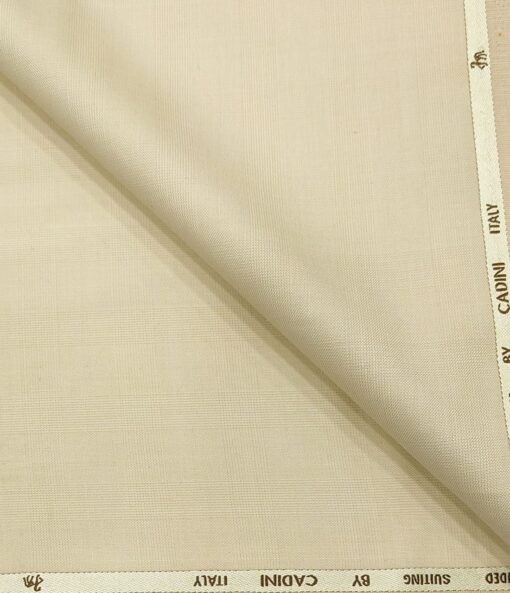 Cadini Italy Men's Wool Checks  Super 100's Unstitched Trouser or Modi Jacket Fabric (Cream