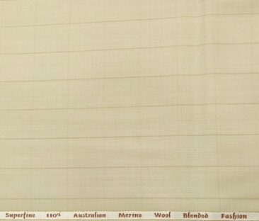 Cadini Italy Men's Wool Striped  Super 110's Unstitched Trouser or Modi Jacket Fabric (Cream