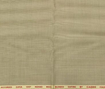Cadini Italy Men's Wool Checks  Super 100's Unstitched Trouser or Modi Jacket Fabric (Tan Beige