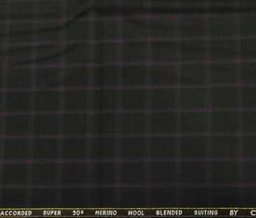 Cadini Italy Men's Wool Checks  Super 90's Unstitched Trouser or Modi Jacket Fabric (Black