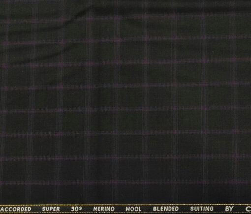 Cadini Italy Men's Wool Checks  Super 90's Unstitched Trouser or Modi Jacket Fabric (Black