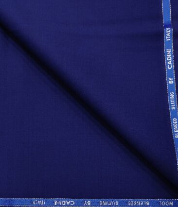 Cadini Italy Men's Wool Solids  Super 100's Unstitched Trouser or Modi Jacket Fabric (Dark Royal Blue