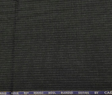 Cadini Italy Men's Wool Striped  Super 90's Unstitched Trouser or Modi Jacket Fabric (Dark Grey