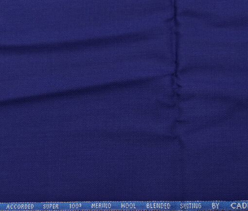 Cadini Italy Men's Wool Structured  Super 100's Unstitched Trouser or Modi Jacket Fabric (Royal Blue