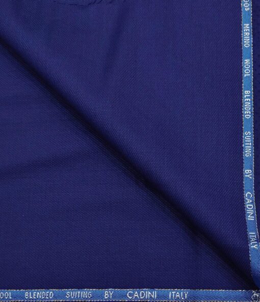 Cadini Italy Men's Wool Structured  Super 100's Unstitched Trouser or Modi Jacket Fabric (Royal Blue