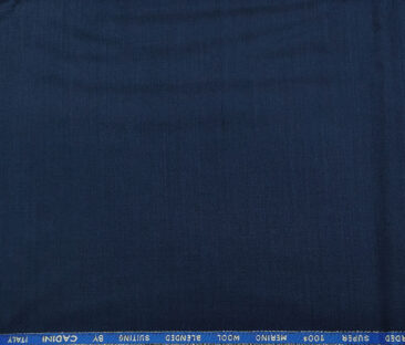 Cadini Italy Men's Wool Solids  Super 100's Unstitched Trouser or Modi Jacket Fabric (Navy Blue