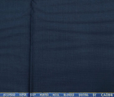 Cadini Italy Men's Wool Structured  Super 100's Unstitched Trouser or Modi Jacket Fabric (Dark Blue