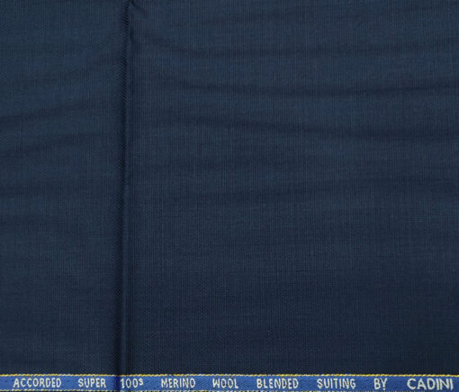 Cadini Italy Men's Wool Structured  Super 100's Unstitched Trouser or Modi Jacket Fabric (Dark Blue