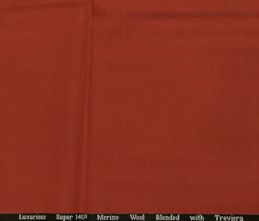 Cadini Italy Men's Wool Solids  Super 140's Unstitched Trouser or Modi Jacket Fabric (Red