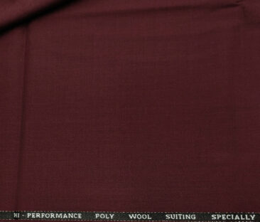 Cadini Italy Men's Wool Solids  Unstitched Trouser or Modi Jacket Fabric (Dark Maroon