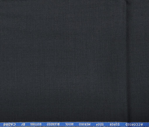 Cadini Italy Men's Wool Striped  Super 100's Unstitched Trouser or Modi Jacket Fabric (Dark Blue