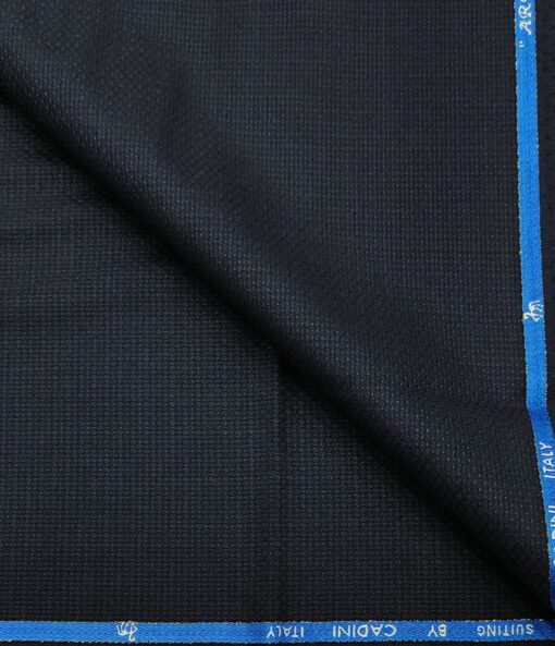 Cadini Italy Men's Wool Jacquard  Super 90's Unstitched Trouser or Modi Jacket Fabric (Dark Blue