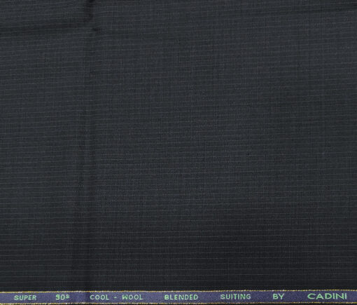 Cadini Italy Men's Wool Striped Super 90's Unstitched Trouser or Modi Jacket Fabric (Dark Blue