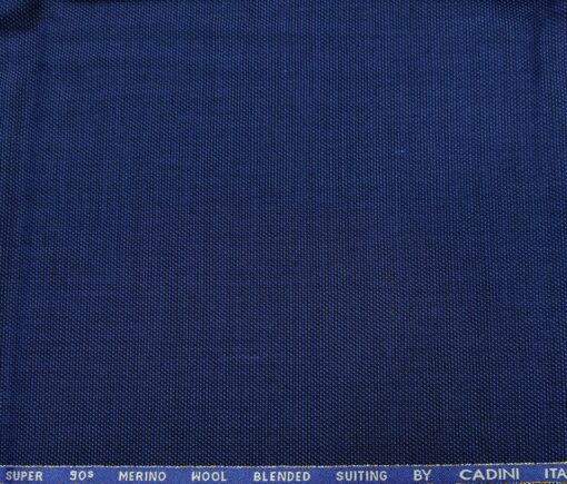 Cadini Italy Men's Wool Structured  Super 90's Unstitched Trouser or Modi Jacket Fabric (Royal Blue