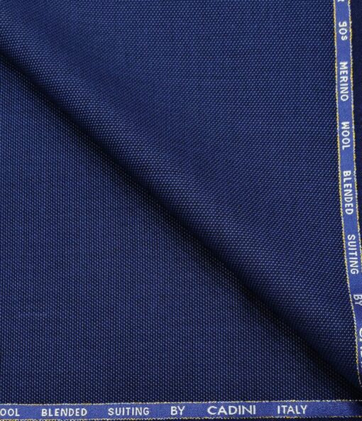 Cadini Italy Men's Wool Structured  Super 90's Unstitched Trouser or Modi Jacket Fabric (Royal Blue