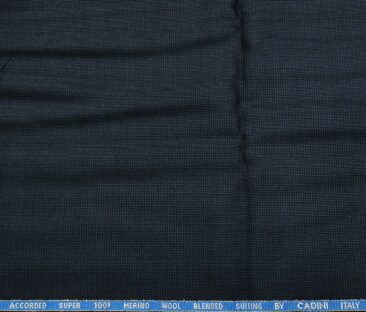 Cadini Italy Men's Wool Structured  Super 100's Unstitched Trouser or Modi Jacket Fabric (Dark Blue