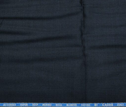 Cadini Italy Men's Wool Structured  Super 100's Unstitched Trouser or Modi Jacket Fabric (Dark Blue