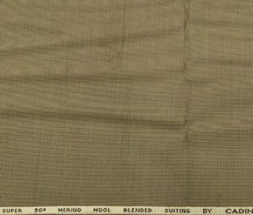 Cadini Italy Men's Wool Structured  Super 90's Unstitched Trouser or Modi Jacket Fabric (Khakhi