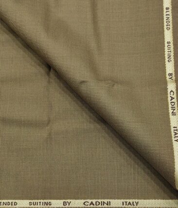 Cadini Italy Men's Wool Structured  Super 90's Unstitched Trouser or Modi Jacket Fabric (Khakhi