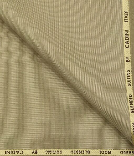 Cadini Italy Men's Wool Structured  Super 90's Unstitched Trouser or Modi Jacket Fabric (Tan Beige