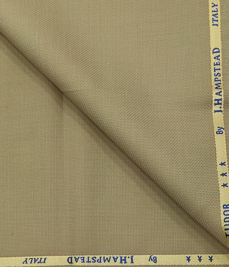 J.Hampstead Men's Wool Structured  Super 120's Unstitched Trouser Fabric (Beige