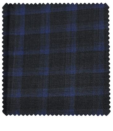 J.Hampstead Men's Wool Checks  Super 100's Unstitched Trouser Fabric (Black