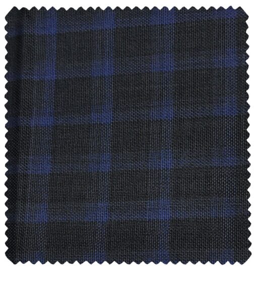 J.Hampstead Men's Wool Checks  Super 100's Unstitched Trouser Fabric (Black