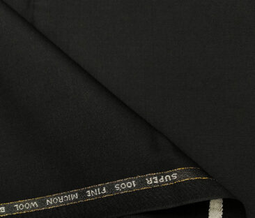 J.Hampstead Men's Wool Solids  Super 100's Unstitched Trouser Fabric (Black