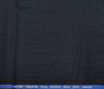 J.Hampstead Men's Wool Checks  Super 100's Unstitched Trouser Fabric (Dark Blue