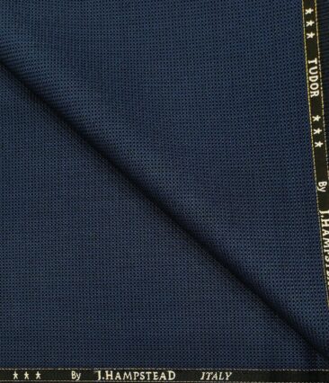 J.Hampstead Men's Wool Structured  Super 120's Unstitched Trouser Fabric (Dark Blue
