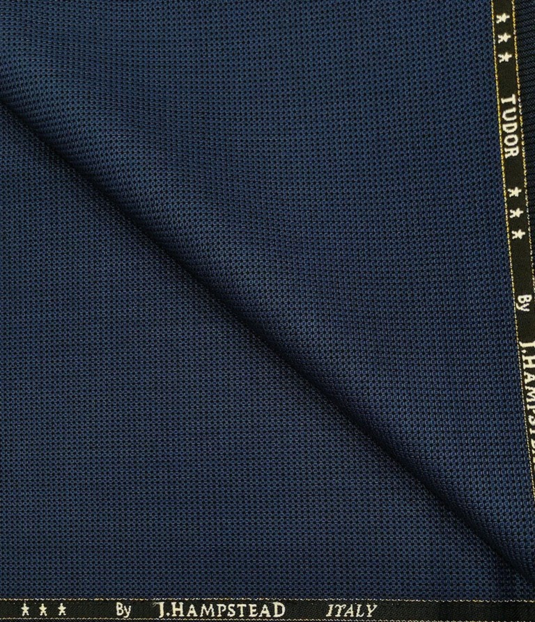 J.Hampstead Men's Wool Structured  Super 120's Unstitched Trouser Fabric (Dark Blue