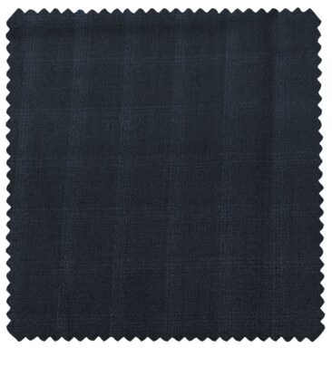 J.Hampstead Men's Wool Checks  Super 120's Unstitched Trouser Fabric (Dark Blue