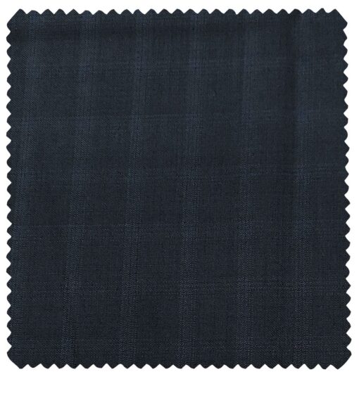 J.Hampstead Men's Wool Checks  Super 120's Unstitched Trouser Fabric (Dark Blue