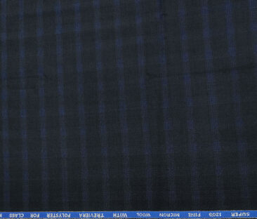 J.Hampstead Men's Wool Checks  Super 120's Unstitched Trouser Fabric (Dark Blue