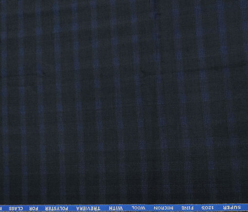 J.Hampstead Men's Wool Checks  Super 120's Unstitched Trouser Fabric (Dark Blue