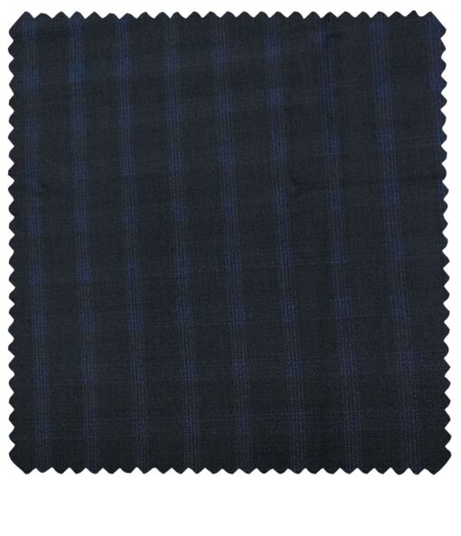 J.Hampstead Men's Wool Checks  Super 120's Unstitched Trouser Fabric (Dark Blue