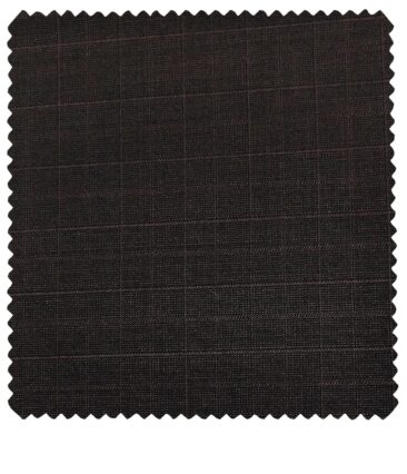 J.Hampstead Men's Wool Checks  Super 100's Unstitched Trouser Fabric (Dark Wine